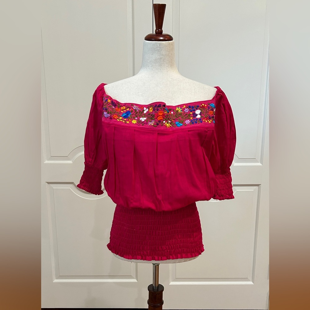Boho Mexican top With san Antonino Silk Embroidery.
